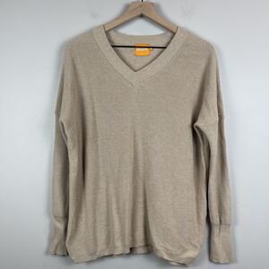 WISPR Brodie Womens Sweater XS Beige V‎ Neck Clean Girl Neutral Top Minimalist